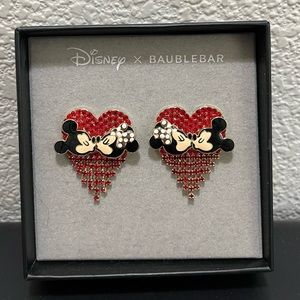 NIB Disney Baublebar Mickey Minnie Kissing Heart Earrings